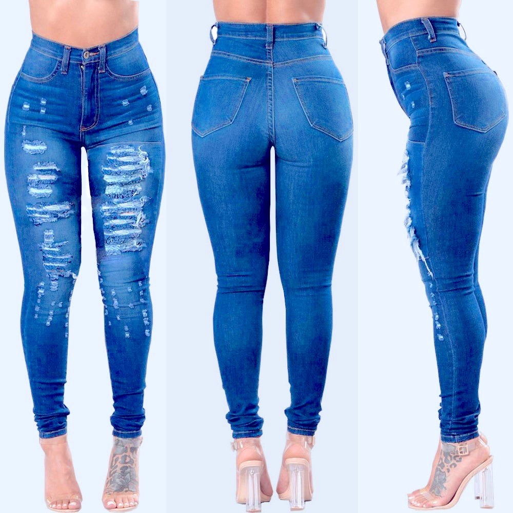 Denim Ripped Hole Skinny Jeans